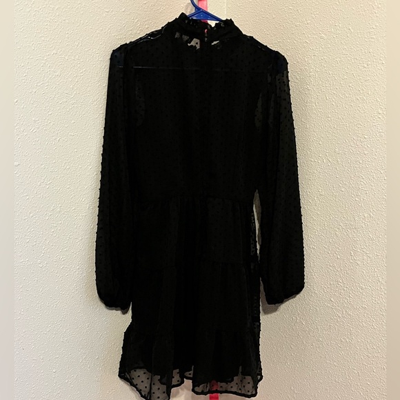 Trixxi Black Grated Polka Dot Dress - Picture 3 of 4